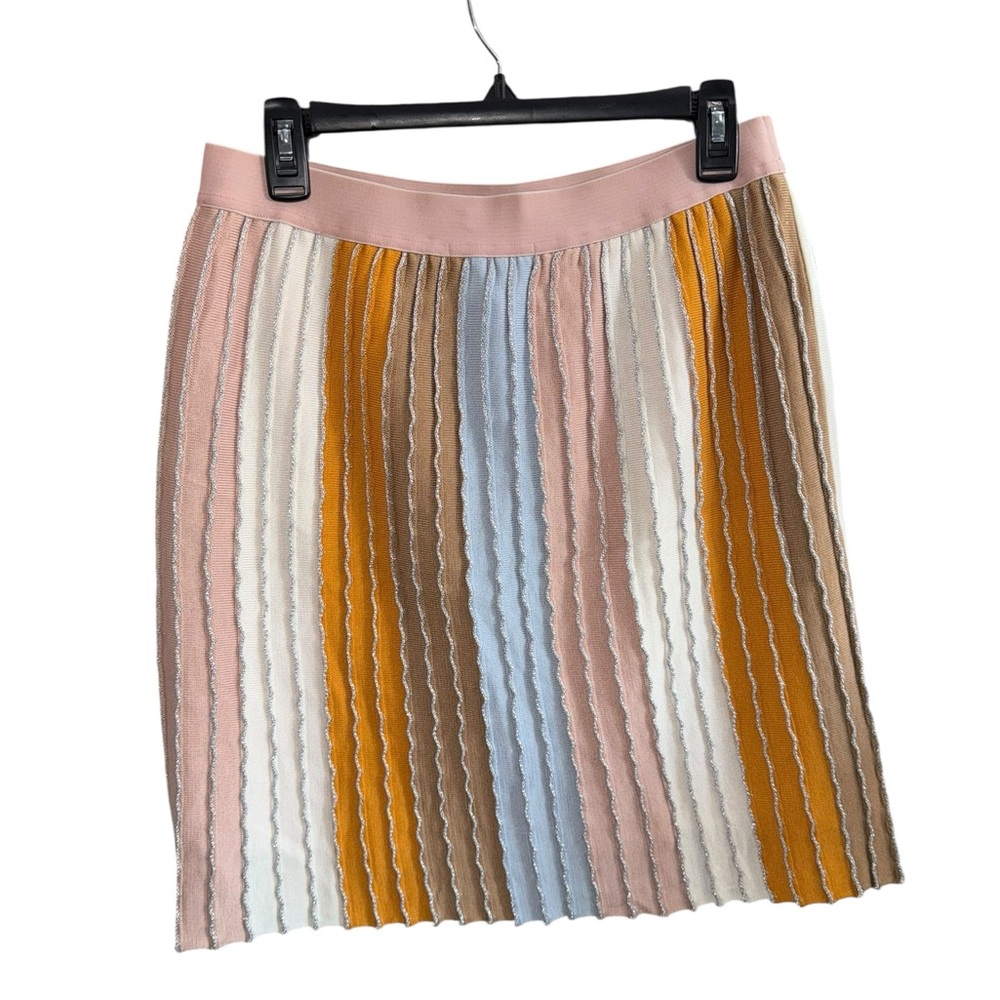 Anthropologie Eva Franco Colorful Pastel Knit Striped Mini Skirt Size Large nwt - Picture 4 of 9